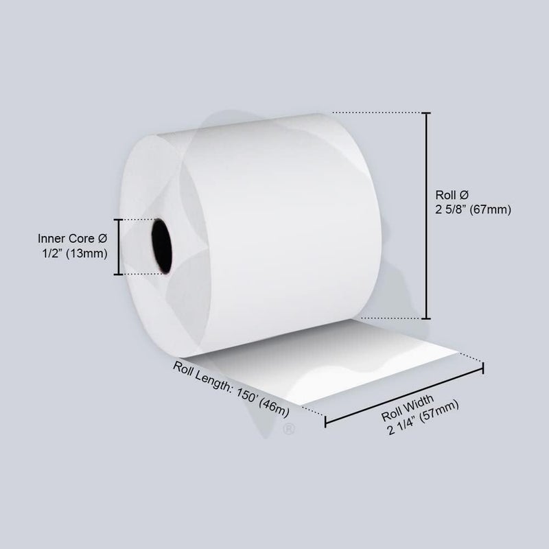 Gorilla Supply 2 1/4 in x 150 ft Bond Paper Rolls, 2.25" x 150' Adding Machine Tape, 1-Ply Receipt Paper Rolls for El-1750 1801 P23, BPA Free, 12 Rolls - Image 4